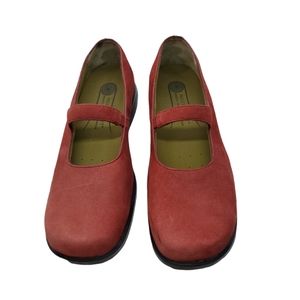 Rockport Mary Jane Slip Ons Red Suede Womens Leather Kinetic Air Wedge Shoes 6.5